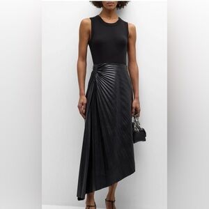 ALC Ruched Side pleated faux leather skirt